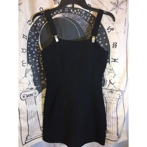 Black Suspender Strap Mini Black Dress